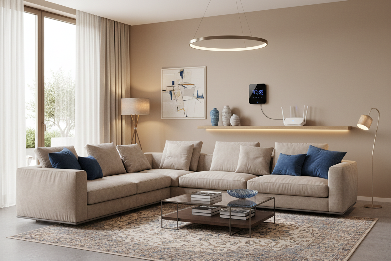 Soggiorno Moderno Beige e Blu